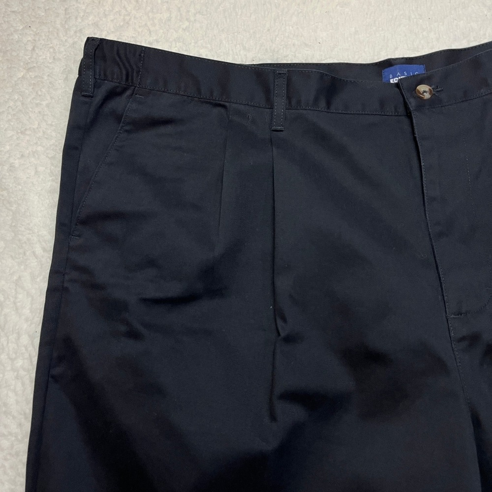 Basic Editions Pants Mens 50x24.5 Navy Blue Pleated Front Chino Hemmed 5573